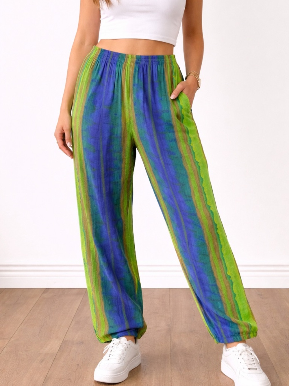 Vintage Beverly Rose Gauze Boho Loose Light Spun Pants Sz M